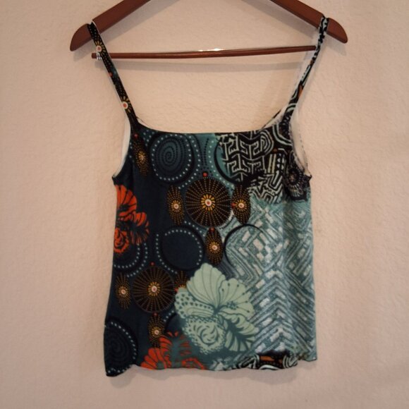 Y2K Metric Cropped Multicolor Floral Cardigan & Tank Set with Beaded Jeweled Det - Picture 3 of 8